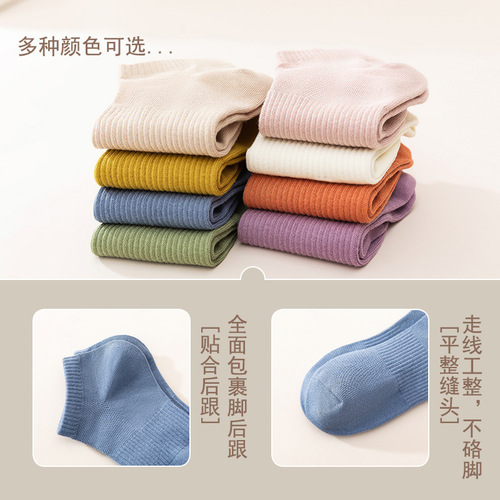 Socks for Girls, Summer Thin Socks with Mesh Breathable Plain Cotton Socks, Crew Socks for Women, Thin Sports Low-Cut Socks