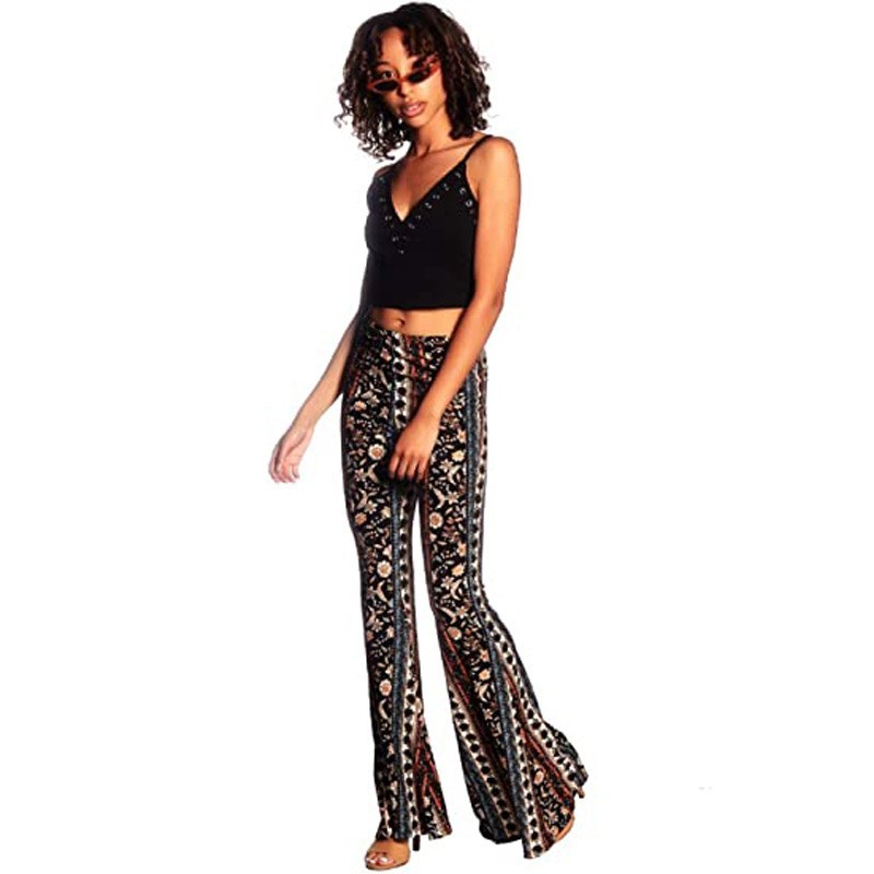 Women's Holiday Party Beach Vintage Style Argyle Elephant Full Length Printing Casual Pants Flared Pants display picture 4