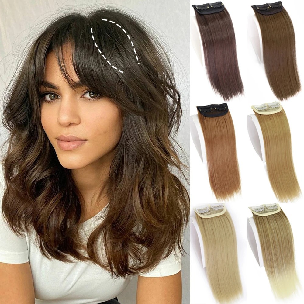 Pezzo di capelli in fibra chimica, due pezzi di capelli castani chiari, castano scuro, neri naturali, parrucca auto-tinta soffice e finta_voghion.com