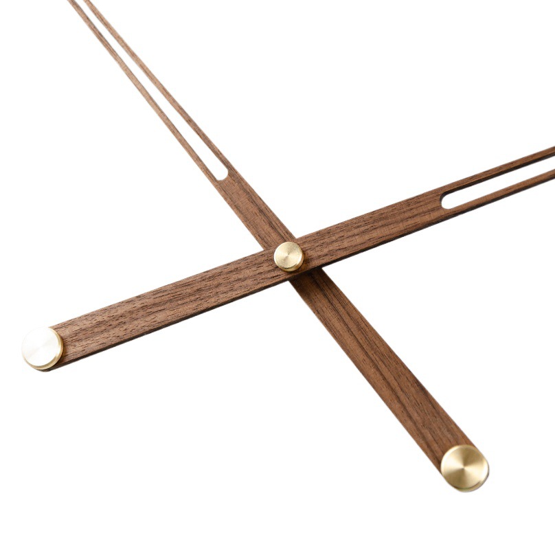 Español Reloj de pared madera maciza Nogal Negro latón gran torque gran puntero DIY minimalista salón luz creativa estilo lujo
