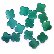 天然绿玛瑙四叶草吊坠 绿玉髓韩版手链饰品DIY配件玉石裸石批发