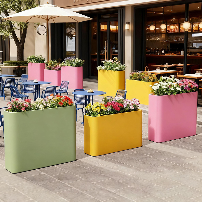 屋外ステンレス鋼フラワーボックスバルコニー植栽ボックス広場商業街長方形花壇鉄製完成品フラワーチャンネル