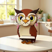 俄罗斯创意木质动物眼镜收纳木制摆件办公室桌面工艺品展示架