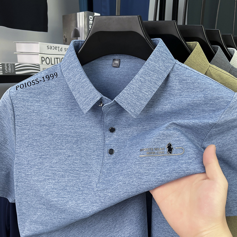 Cross-Border Short-Sleeved Polo Shirt Men's Summer New Business Exquisite Logo High-End Casual Breathable Short-Sleeved Men's T-Shirt