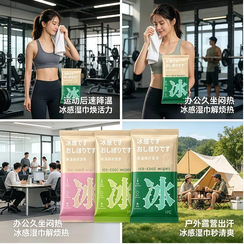 Summer Ice-Feeling Towels, Cold-Feeling Wet Wipes, Cool and Refreshing Cooling Wipes, Anti-Sweat Military Training Wet Wipes, Summer Cooling Small Towels