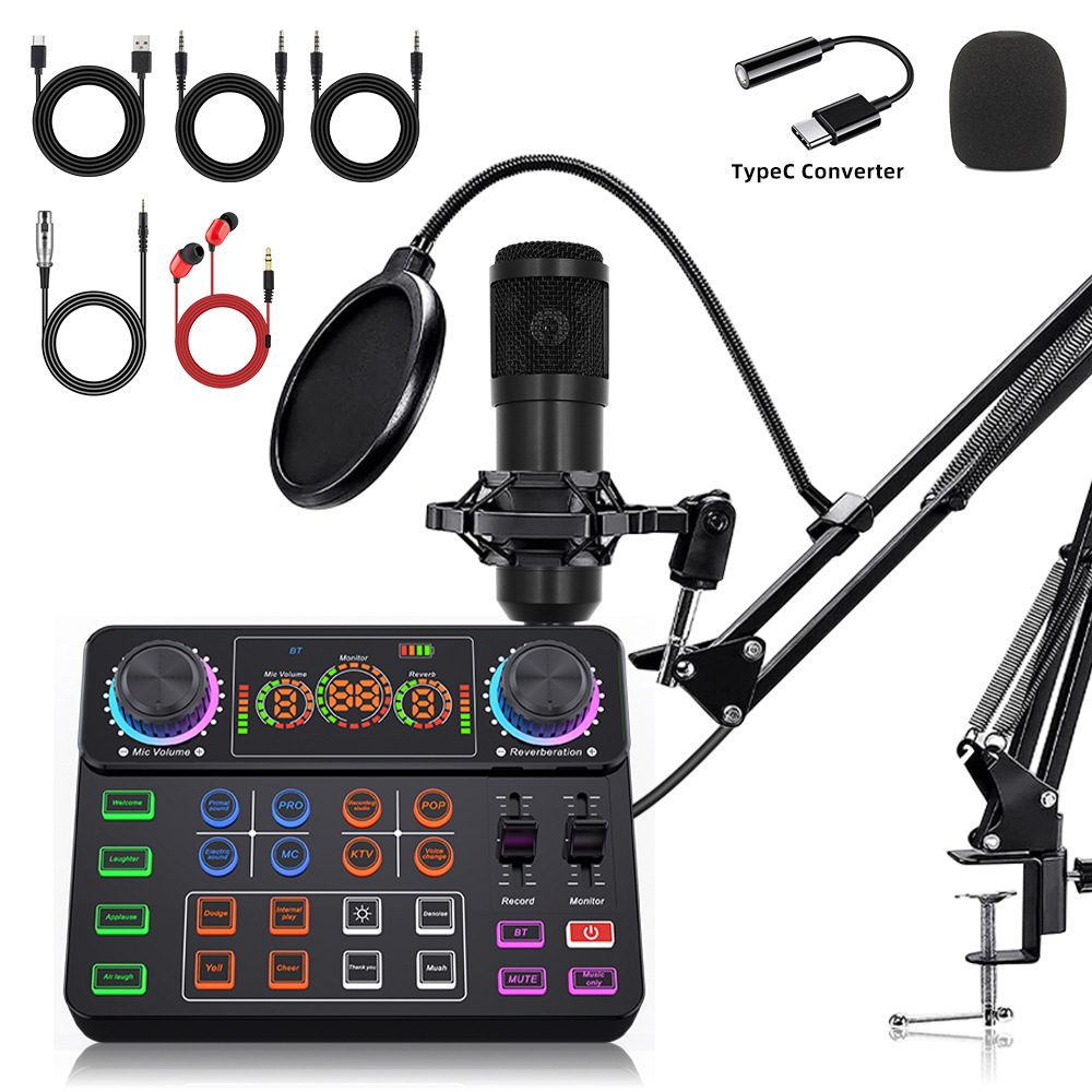 Bm800 Condenser Microphone M8 Mobile Phone English Sound Card Computer Podcast Typec Live Broadcast Set Complete Set