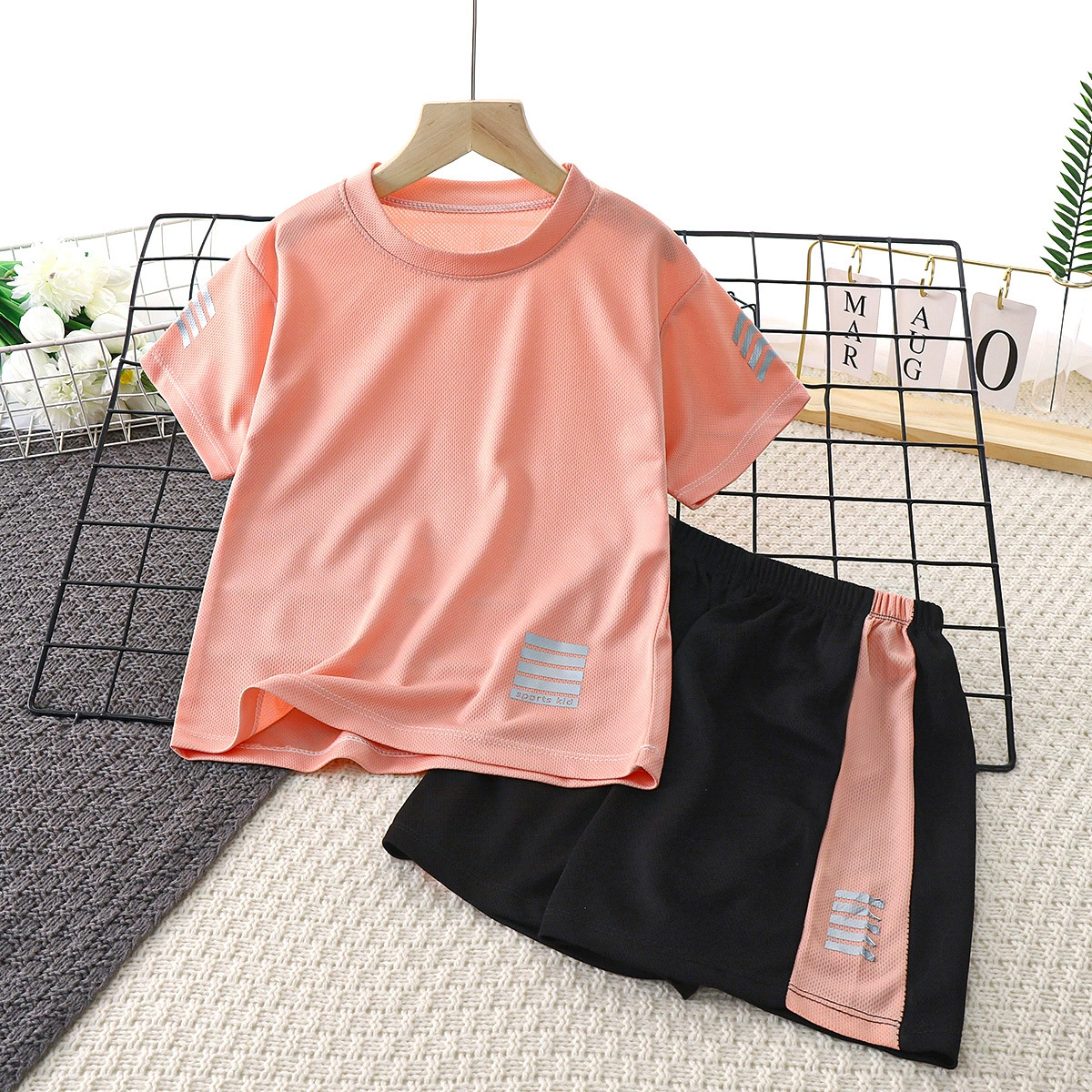 Children's quick dry summer clothing, summer set for boys, for teenagers, with short sleeve