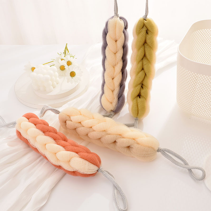 Factory large size tag shower ball thickened long strip bath flower double color splicing back strap household bathing supplies shower 