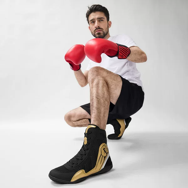 Large Size 45 46 Professional Sports Boxing Shoes Men's Fighting Competition Mesh Comprehensive Training Shoes Breathable Fitness Wear-Resistant