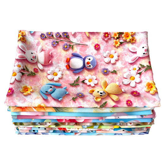 3D Three-dimensional Printing Cartoon Bear Digital Printing Fabric Cotton Home Clothing dress Pajamas Artificial Cotton Fabric