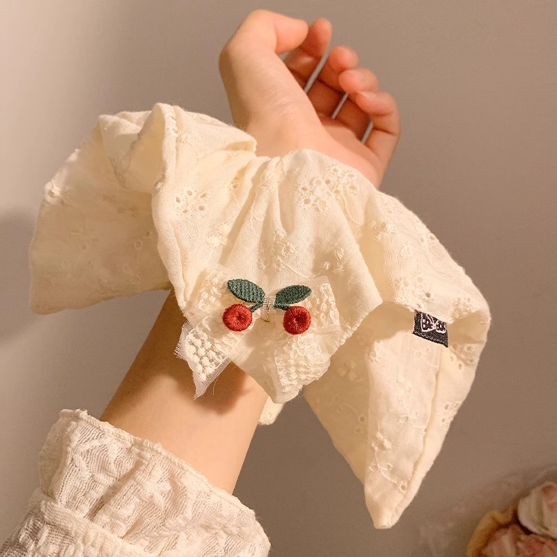 cherry lace ~ white square towel large intestine hair band female korean ins high sense bun oversized headband hair accessories