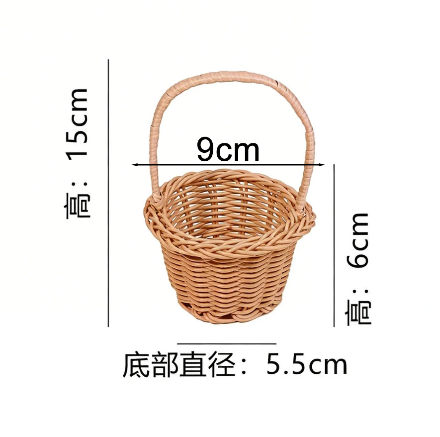 Mini cesta de imitación de ratán, decoración de muebles estilo pastoral, accesorios de fotografía, artículos pequeños, artículos varios, cesta de flores al por mayor.