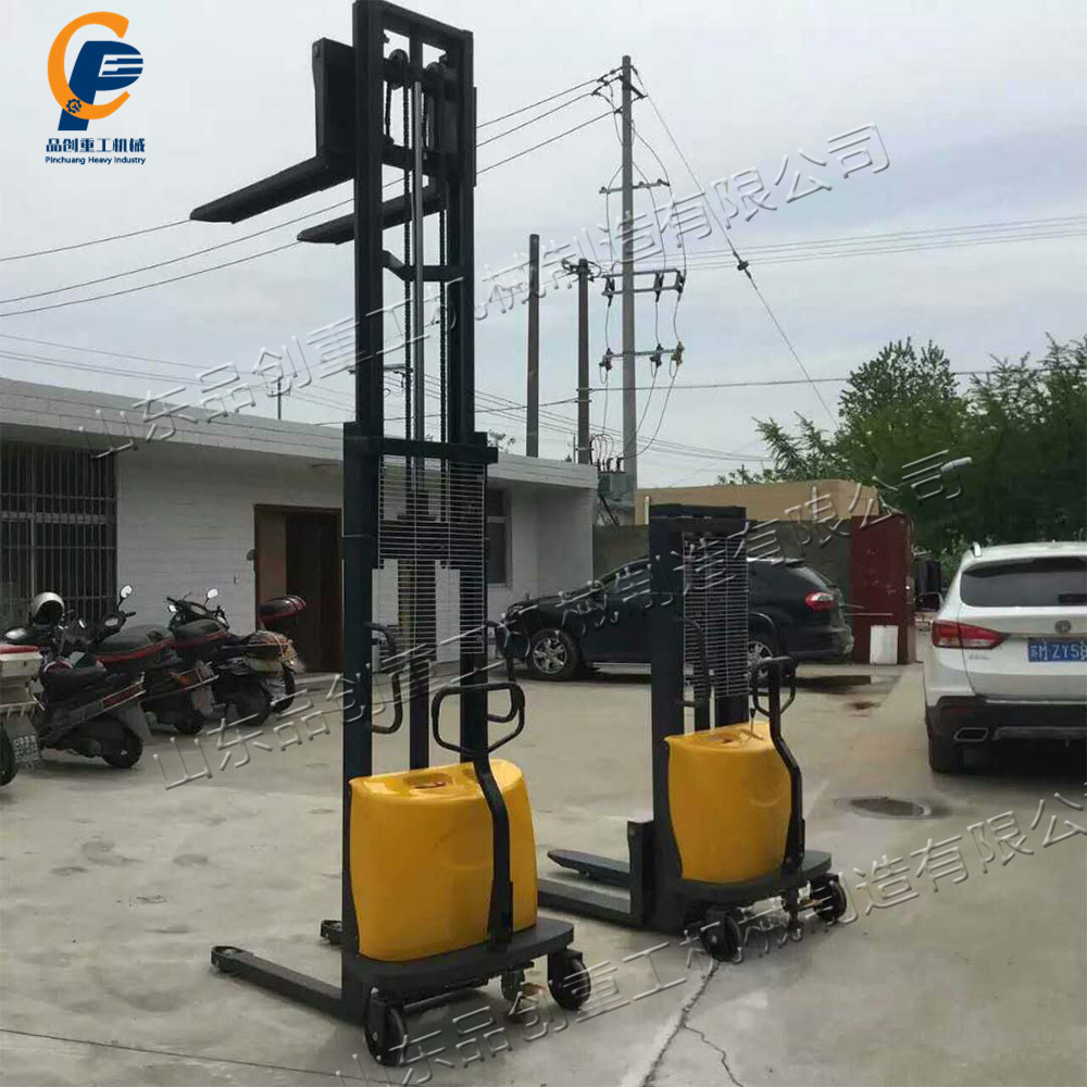 液压站架式电动堆高车 手推式半自动叉车 属性定制电瓶升降叉车