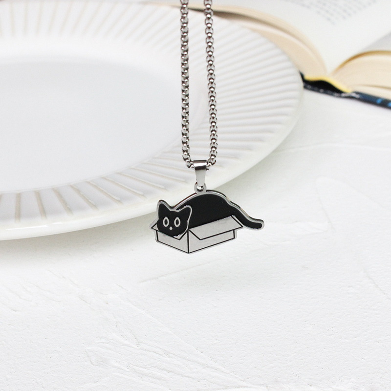 Cat in a Box Necklace - Astronaut Cat