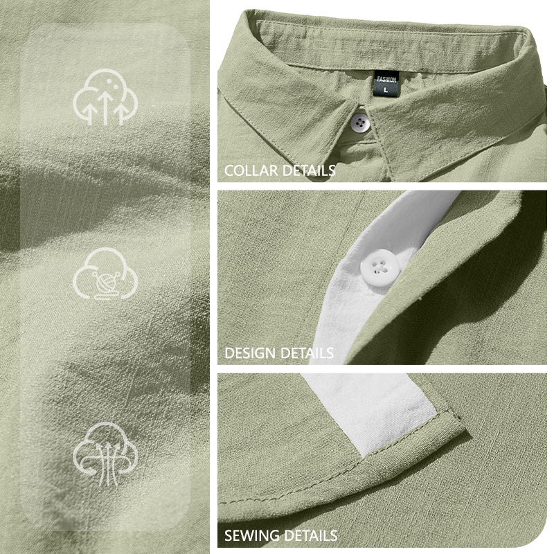 Transfronterizo Europa y América Amazon verano hombre botón de color sólido camisa casual de manga corta de tendencia de vacaciones de playa camiseta hombre