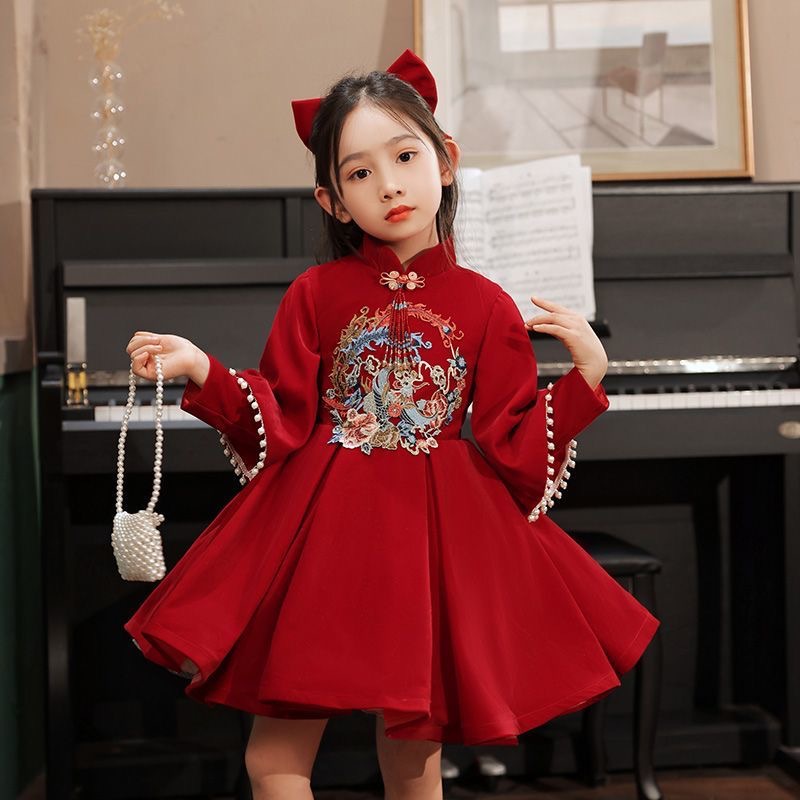 소녀의 원피스 국가 패션 자수 어린이 호스트 어린 소녀의 판초 원피스 공연 원피스 생일 공주 원피스 새해 첫날 원피스
