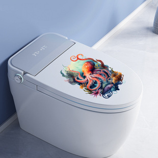 Underwater World Seahorse Octopus Toilet Sticker Ch Series Cross-Border Bathroom Toilet Seat Decoration Self-Adhesive Wall Sticker