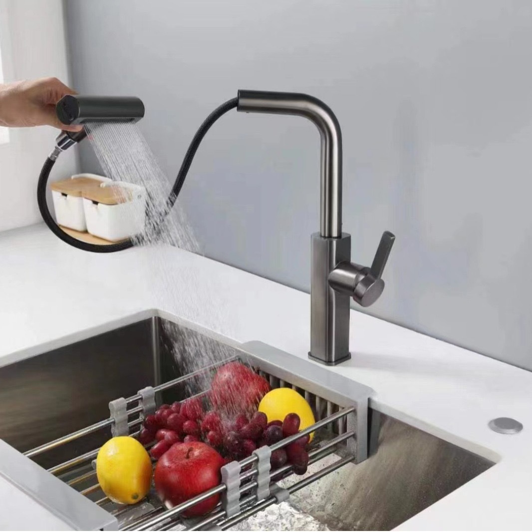 304 acero inoxidable tipo de extracción cocina caliente y fría volando agua de lluvia grifo lavabo lavabo lavabo lavabo telescópico giratorio