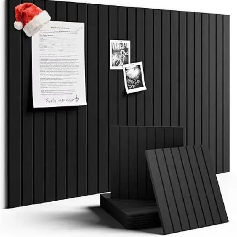 Cross-Border Supply of Polyester Fiber Felt Panels, Sound-Absorbing Panels, Vertical Striped Wall Stickers with Adhesive Backing, Self-Adhesive, Non-Damaging to Walls, Pack of 12 Pieces