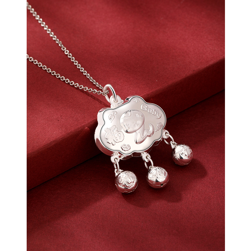 999 Sterling Silver Baby Long Life Lock Pies Silver Zodiac Dragon Snake Safety Lock Niños Luna Llena Baby Silver Lock