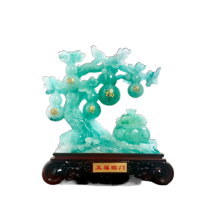 WUFU LINMEN 장식 루킹 옥 컬러 조롱박 거실 홈 오피스 하우스 오프닝 축복 장식 선물