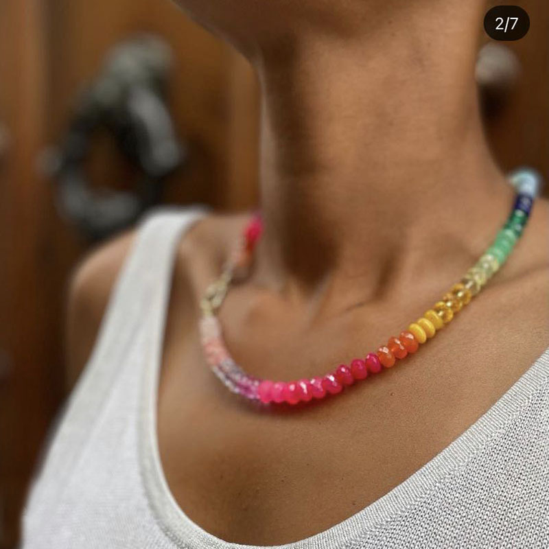 200g Weight Necklace Classification 304 Stainless Steel Chain Material 1 Piece Quantity Casual Occasion natural stone Material Geometric Pattern Women's Gender Sweet Style Beaded Craft 1 Piece Sweet Geometric Natural Stone 304 Stainless Steel Necklace 无