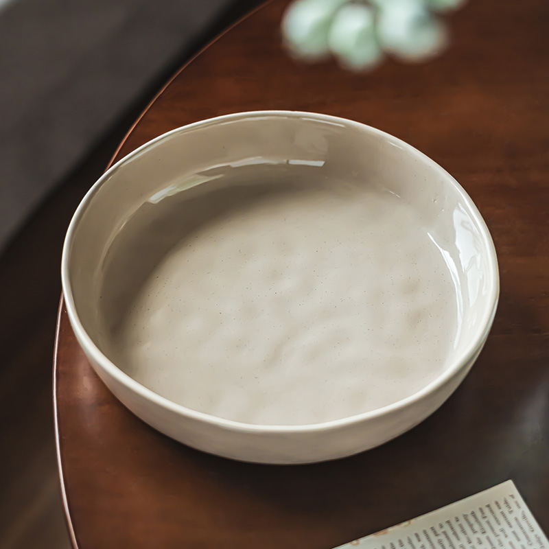 Plato de cerámica retro de alta calidad ondulado profundo platos de platos caseros cubiertos platos de carne de carne de comida occidental platos de pasta