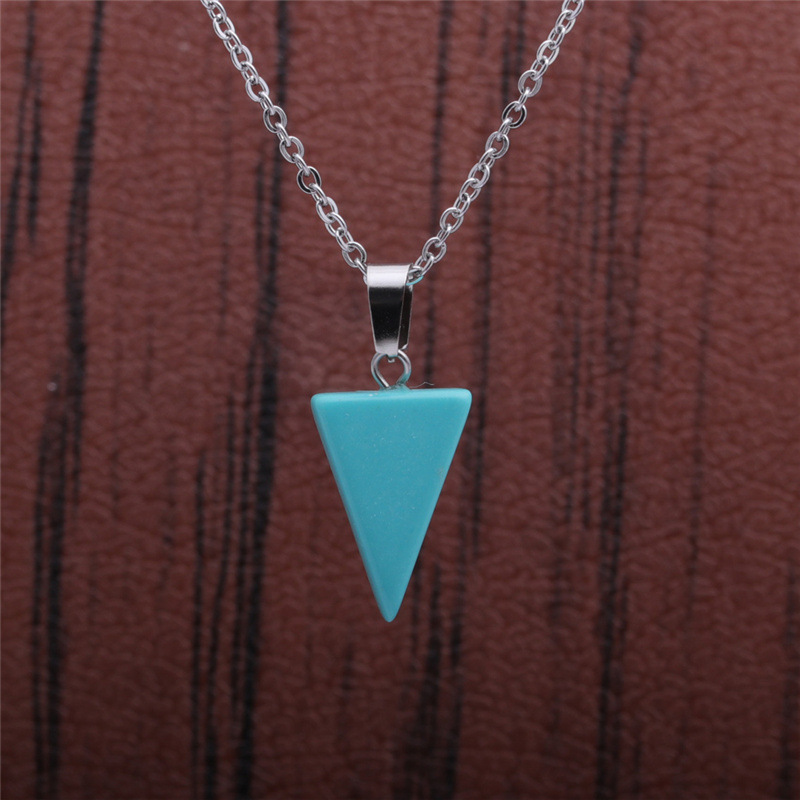 Fashion triangle semi-precious stainless steel necklace wholesale