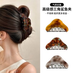 设计感拼色仿醋酸抓夹女气质百搭后脑勺发夹鲨鱼夹子发卡盘发头饰