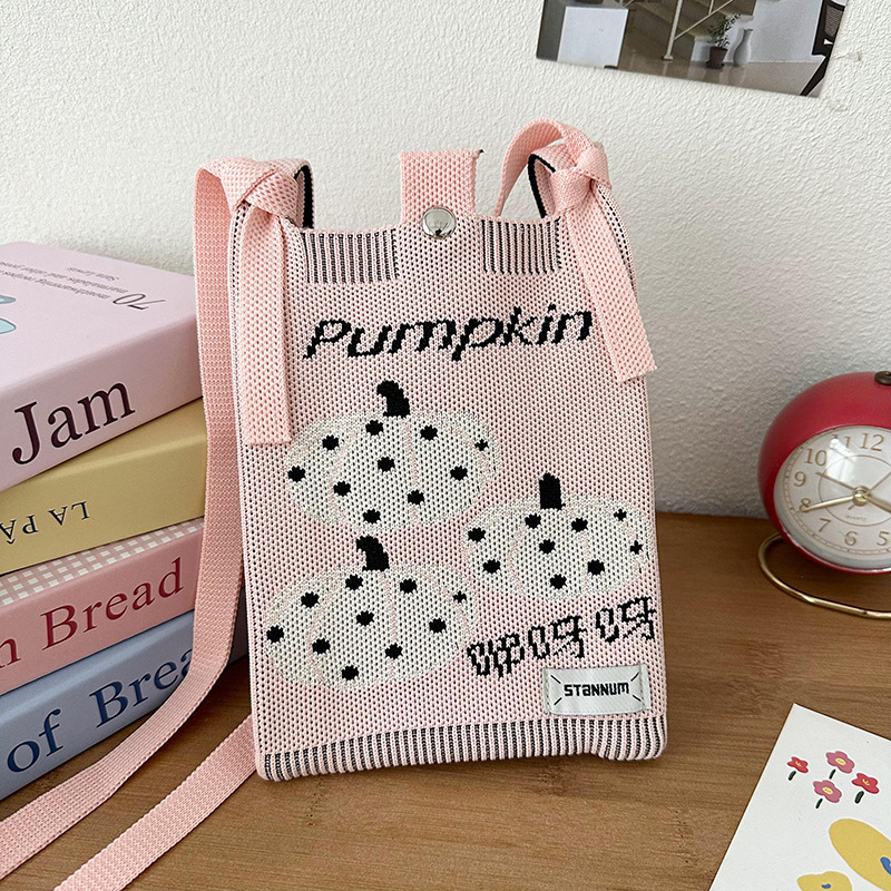 Nueva sensación de alto nivel encantadora cartoon tejido bolso de teléfono móvil de moda chica multifuncional bolso de hombro bolso portátil