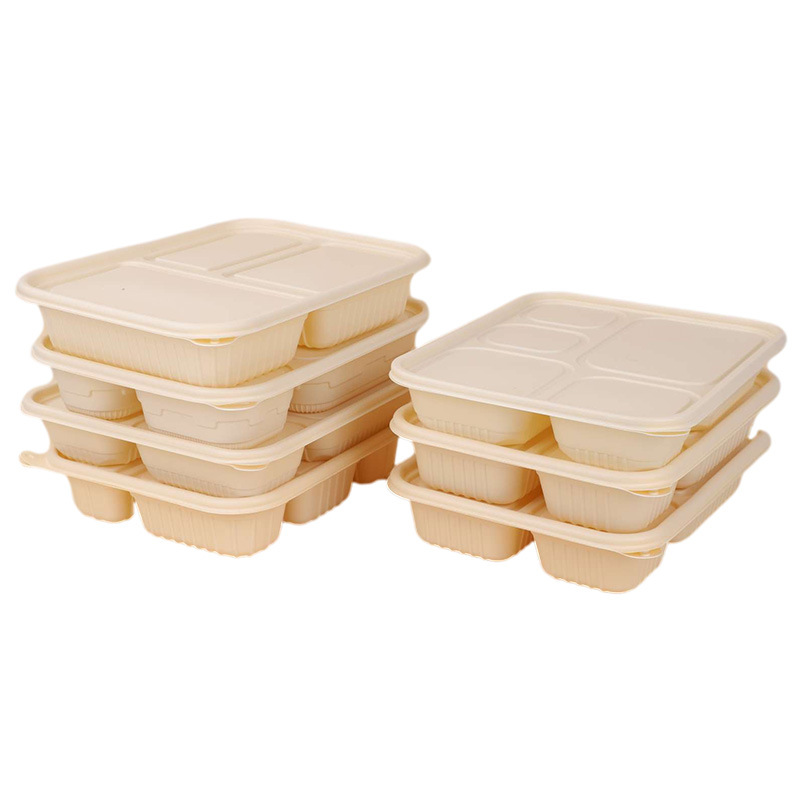 Caja de embalaje desechable almidón de maíz degradable caja de comida para llevar tazón redondo tazón largo multi-caja de comida puede tomar una muestra