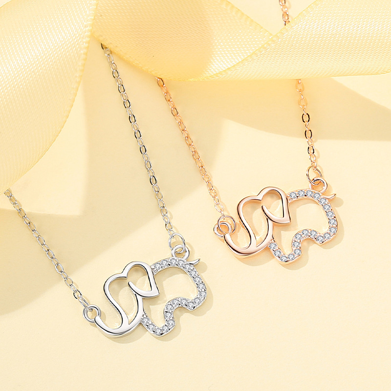 Plata esterlina S925 elefante collar nicho femenino personalizado creativo animal elefante colgante japonés y coreano Mori clavícula cadena al por mayor