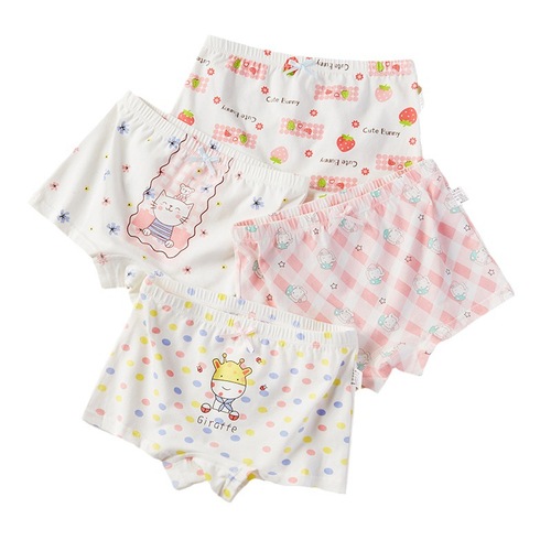 Girls' Flat Waist Underpants Children's Four Corner Baby Shorts Medium and Large Girls Summer Thin Children's Underpants Wholesale