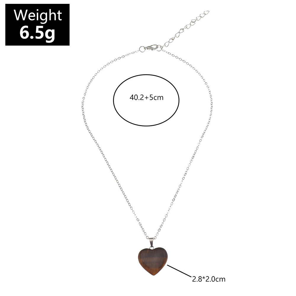 Simple Resin Stone Heart Pendent Necklace display picture 15