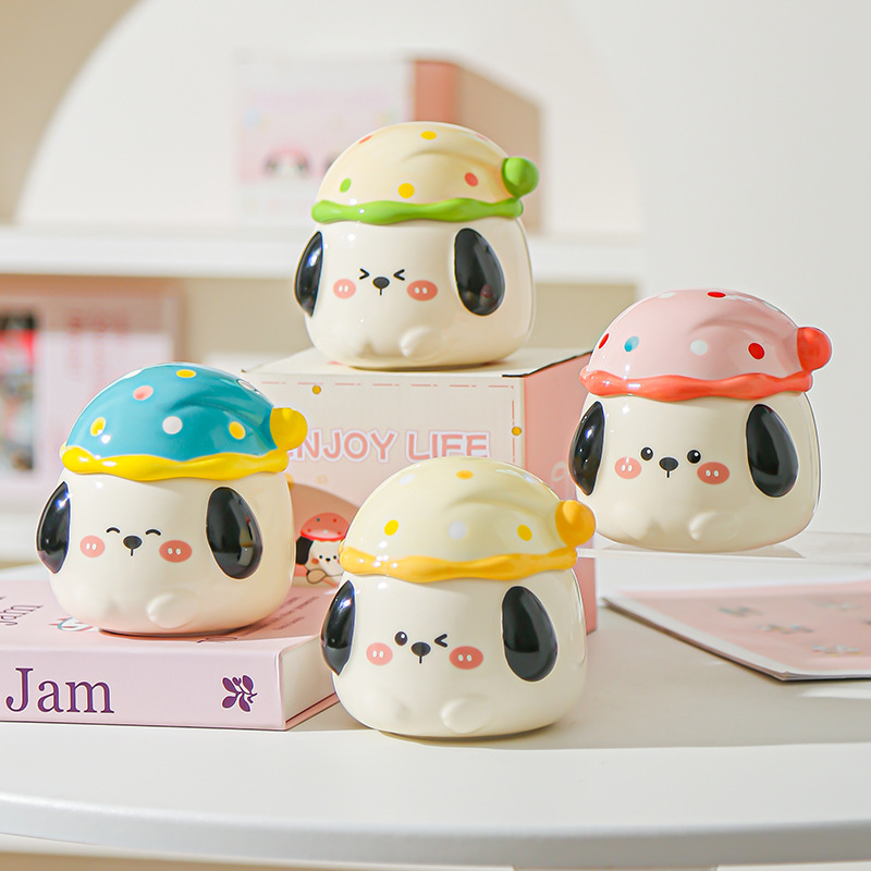 Caricatura perrito lindo taza con tapa de oficina taza de agua para pareja de chicas taza de agua taza de regalo taza de café