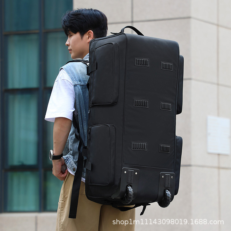 跨境批发大容量双背大背包外出上学旅行滑轮包可折叠行李包托运包