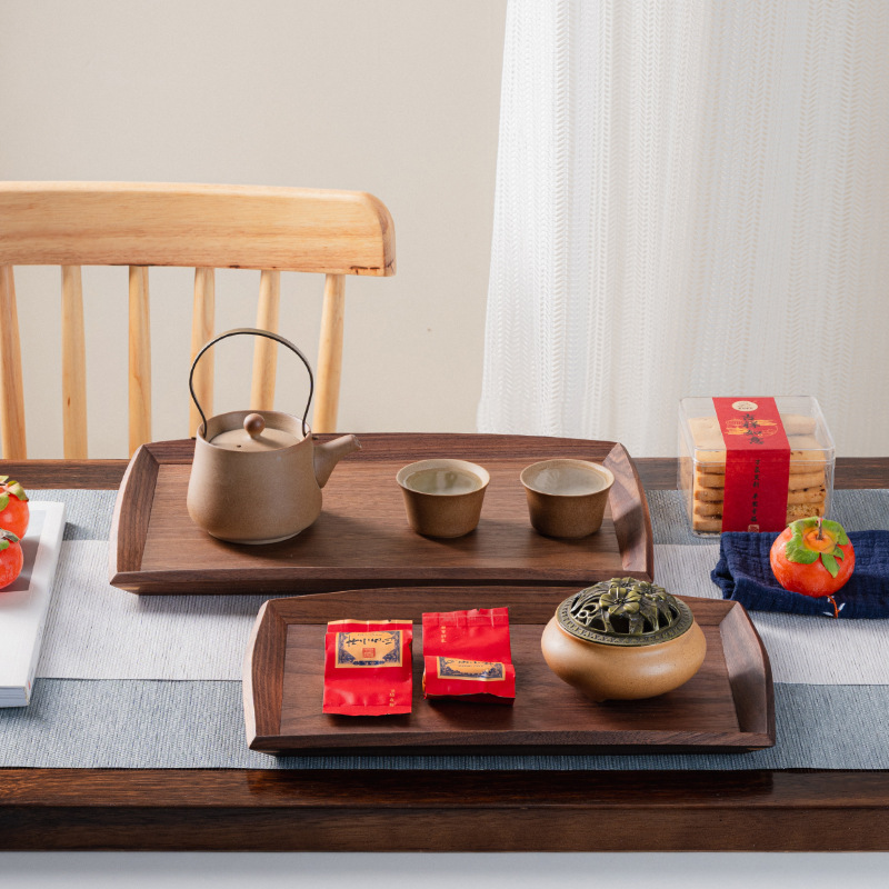 rectangular Japanese wooden dinner plate from natural wood