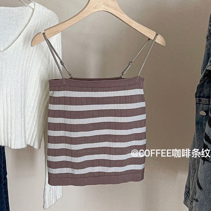 Contraste de color rayado Punto Belleza espalda camisola montaña fija las mujeres interior y exterior desgaste bottoming chaleco Delgado