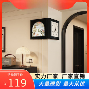2024 new creative corner clock French retro clock wall clock living room home silent corner clock wall
