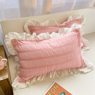 Pillowcase Ins Girly Princess Style Fresh Cute Solid Color Single Korean Lace Dormitory Student Female Simple