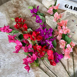 小单支三角梅仿真假花绢花艺婚庆婚礼家居场景装饰花卉摄影道具