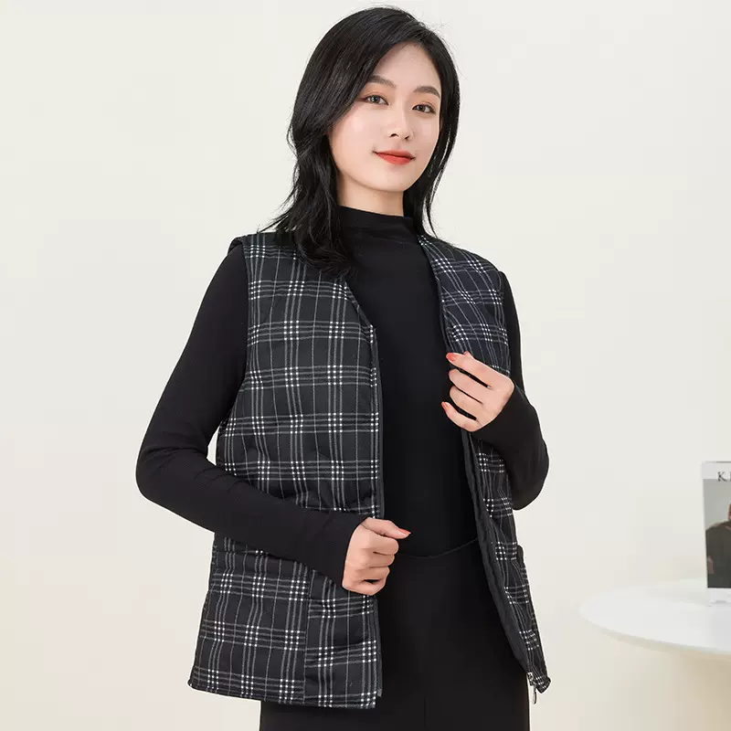 女冬新款羽绒马甲女短款坎肩背心外套艾绒内胆可拆卸休闲白鸭绒