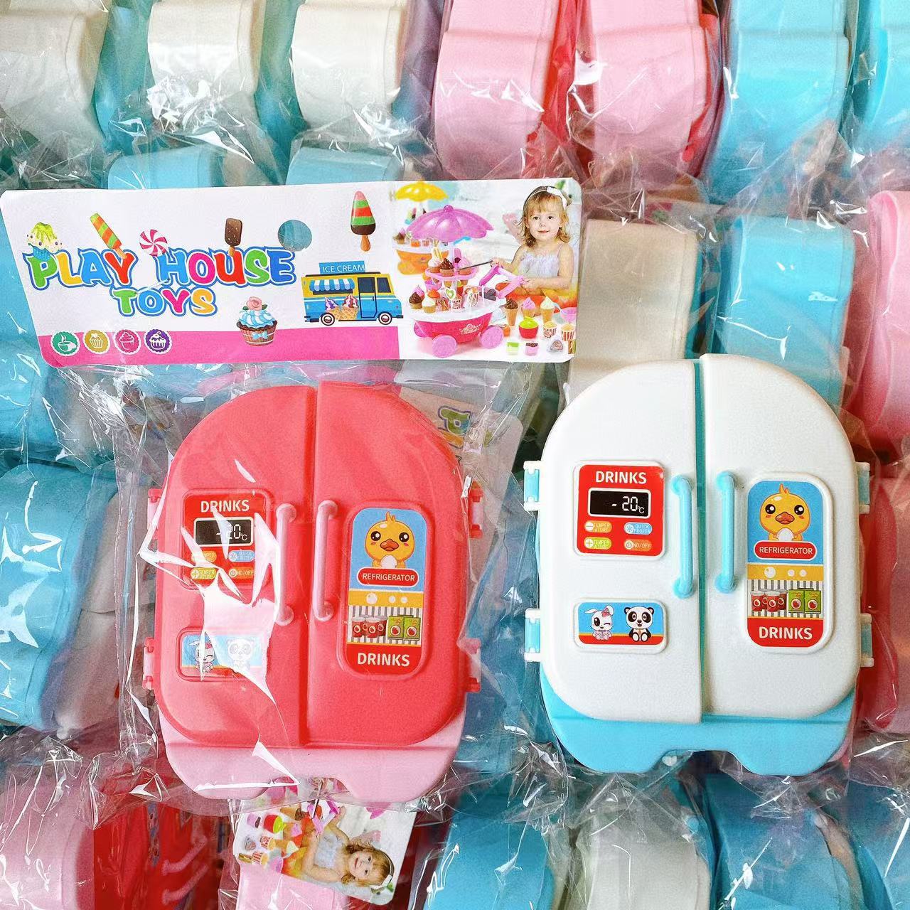 Mini refrigerador de simulación juguetes divertidos juguetes caseros de doble puerta para niños jardín de infantes regalos premios al por mayor