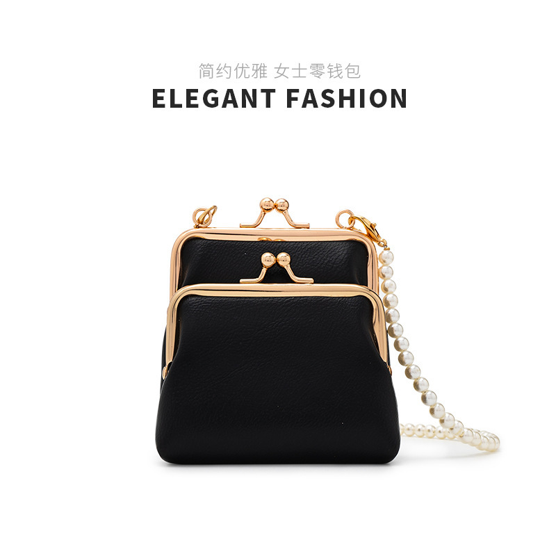 Fashionable Large-Capacity Coin Purse Women's Wallet Clip Chain Crossbody Bag Retro Wallet Factory Wholesale 2024 New Model