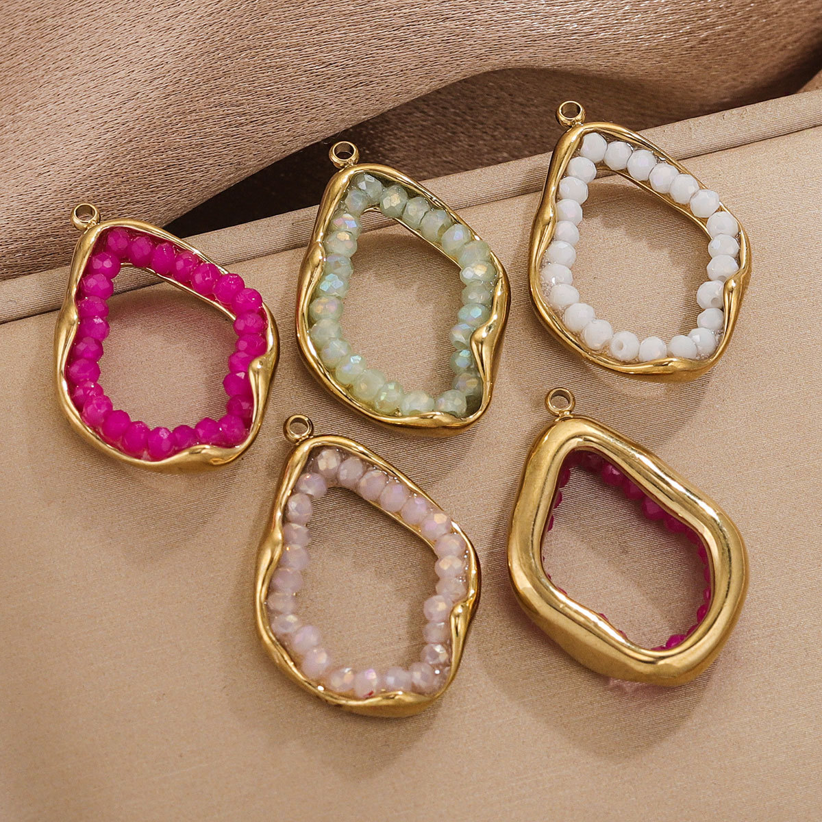 Pendientes de metal geométrico curvado en espiral colgantes de cristal irregular de acero inoxidable cadena de suéter accesorios de collar