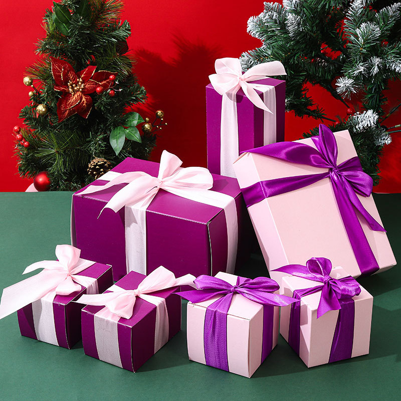 Christmas Gift Box Set – 7-Piece Decorative Stackable Present Boxes For Tree Skirt Displays, Window Props & Holiday Scenes_voghion.com