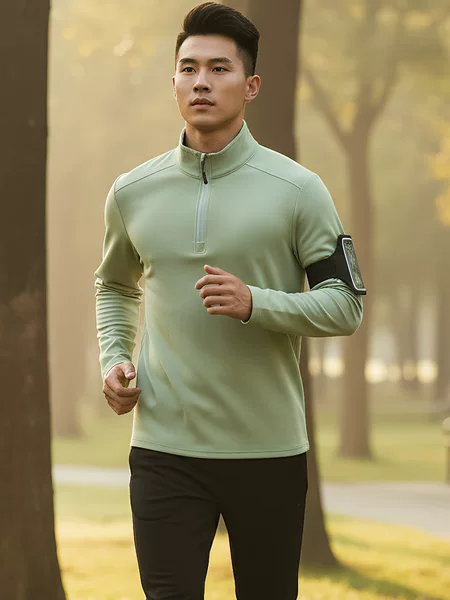 Autumn and Winter German Velvet One-Piece Velvet Stand-Up Collar Men's Warm Top Half-Zip High-Neck Sweatshirt Commuter Long-Sleeved Bottoming Shirt