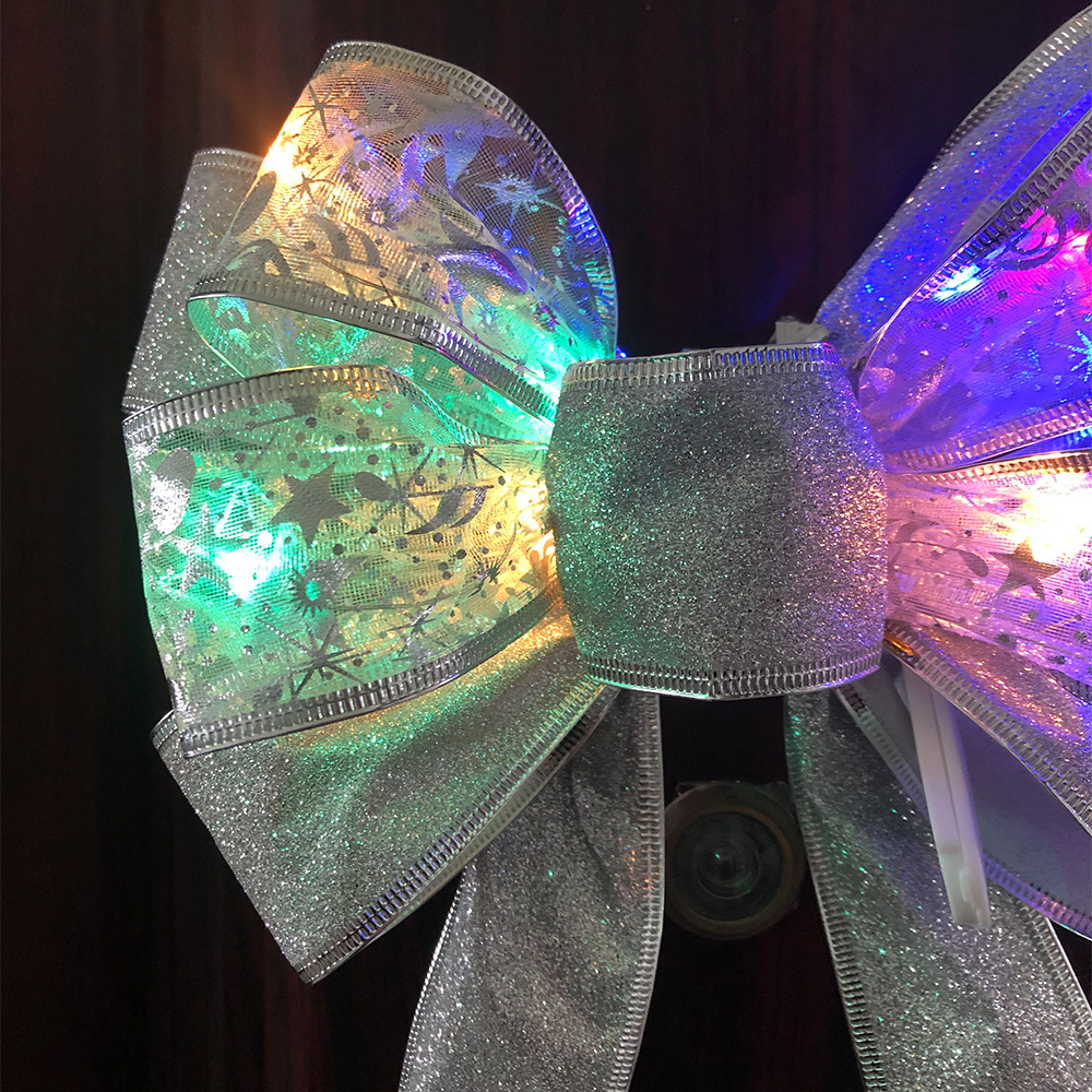 Nieuwe lichtgevende kerstboom DIY decoratieve hanger LED dubbellaags licht lint strik_voghion.com