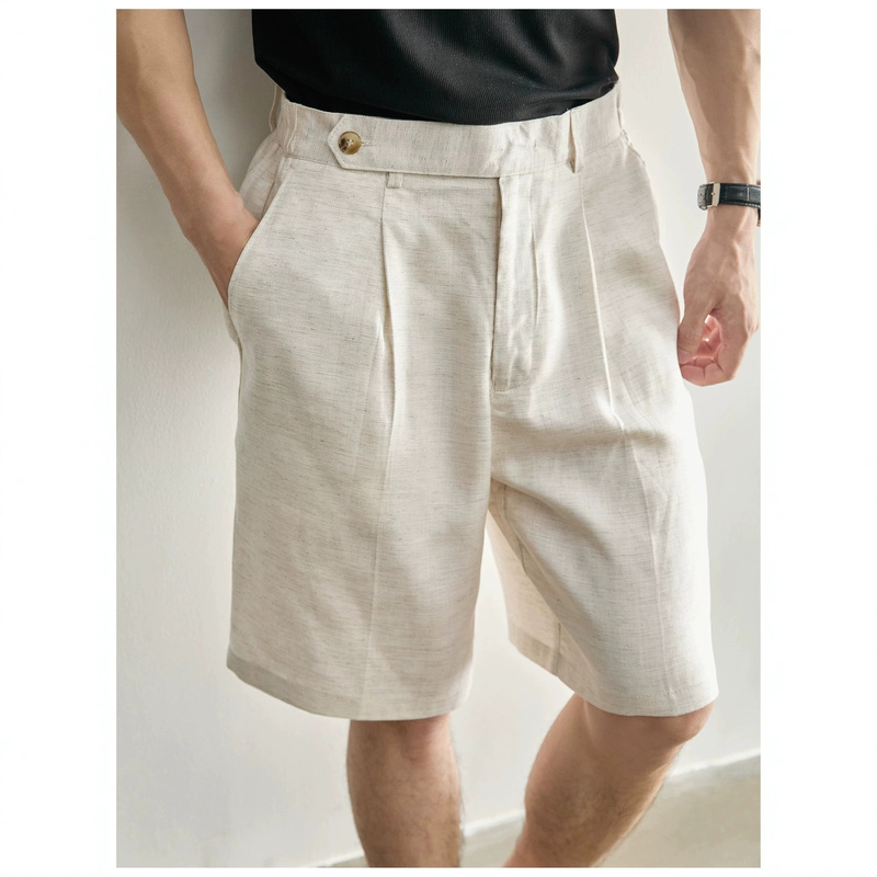 New Row Style Simple and Comfortable Breathable Natural Linen Bermuda Casual Slimming Leg-Slimming Versatile Suit Shorts New Row Style Simple and Comfortable Breathable Natural Linen Bermuda Casual Slimming Leg-Slimming Versatile Suit Shorts