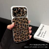 Large window [dark brown] glitter leopard print leather pattern